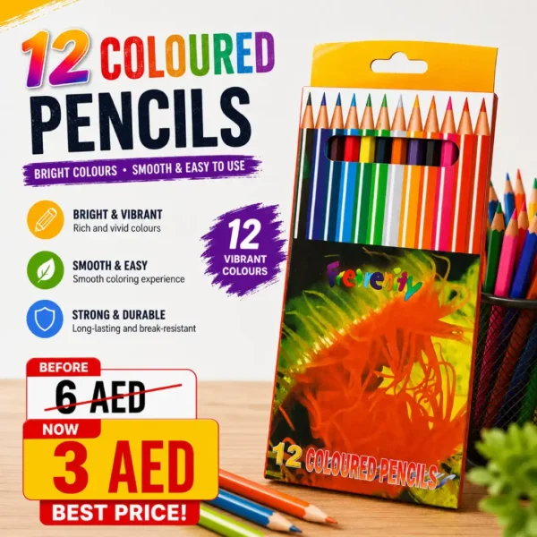 12 Coloured Pencils Set – Bright & Smooth Coloring Pencils