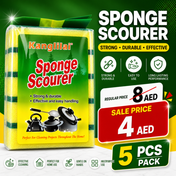 Kitchen Sponge Scourer 5 Pack – Strong & Durable