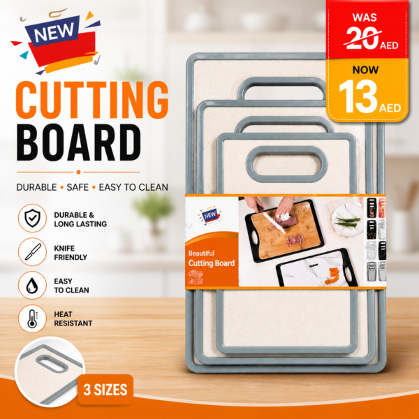 3 PCS Cutting Board Set – Durable Kitchen Chopping Boards with Handle
