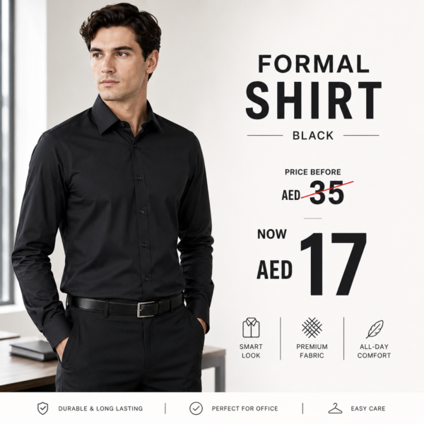 Men’s Black Formal Shirt – Premium Office Wear